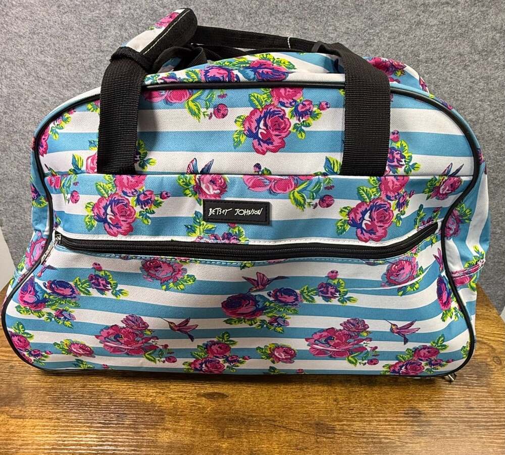 Betsey Johnson Floral Striped 22" Rolling Duffle Bag Carry-On